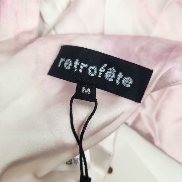 Retrofete Doris Top Tank in Marble Pink Medium Halter NWT Silk Handkerchief - Picture 10 of 13